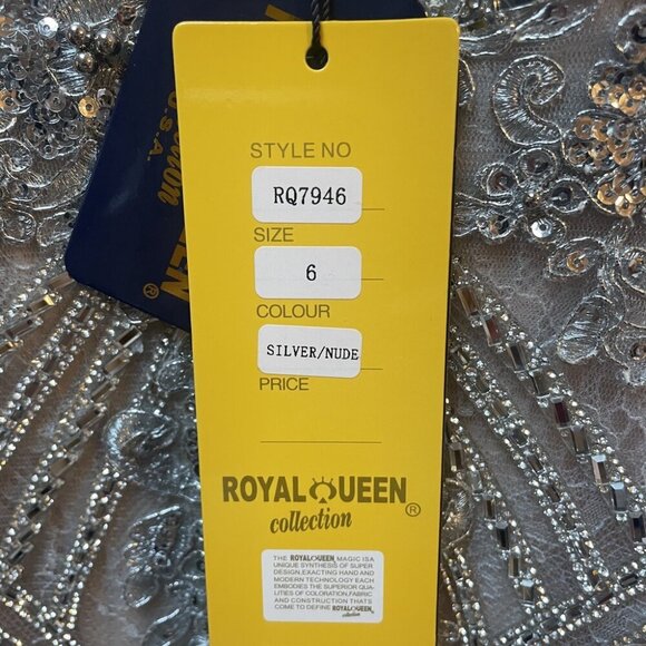 NWT May Queen RQ7946 Prom Dress Silver Size 6 - Picture 8 of 9
